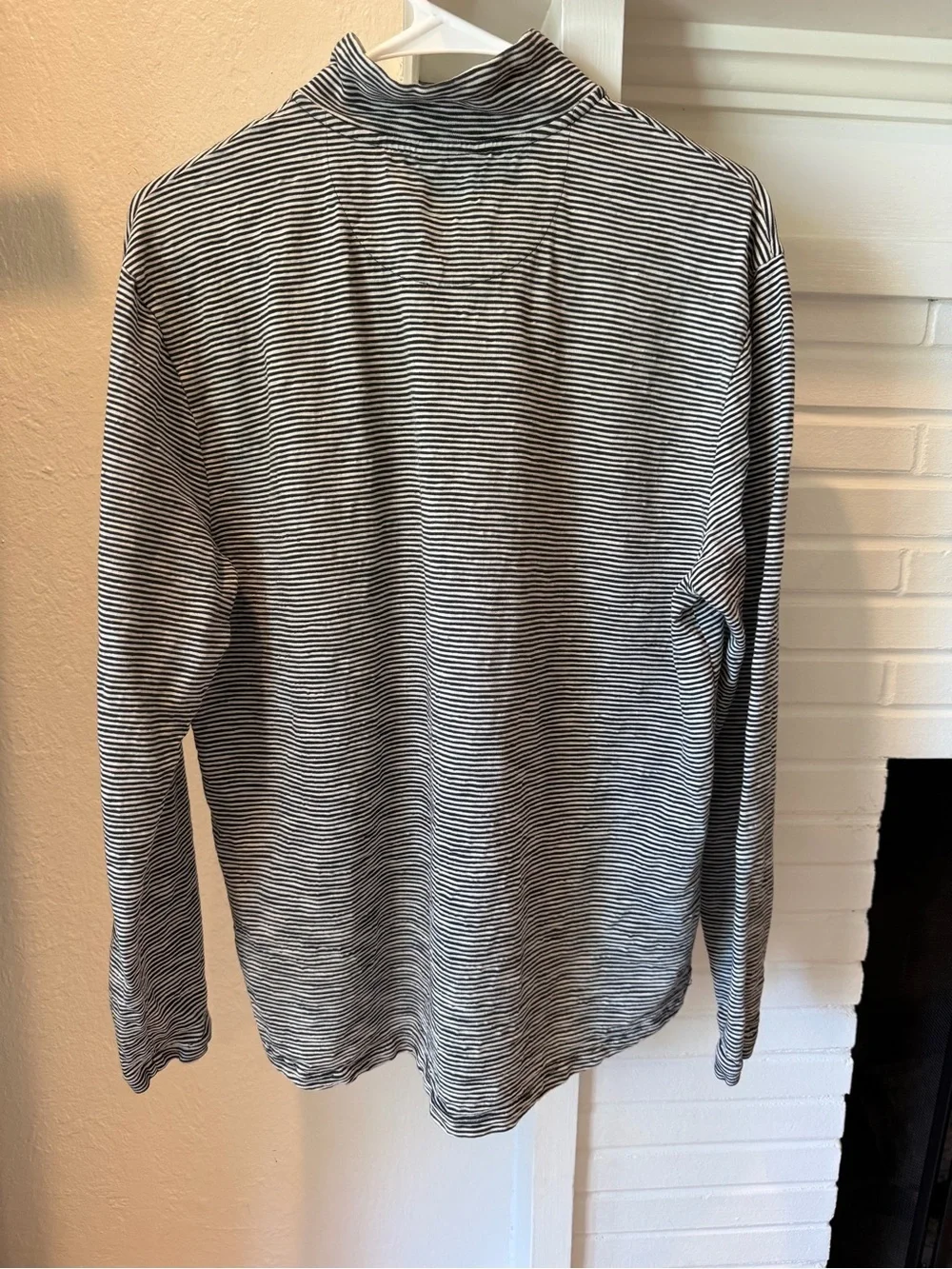 Left Coast Tee Striped Quarter-Zip Pullover Sweater 100% Cotton Peru Men’s L